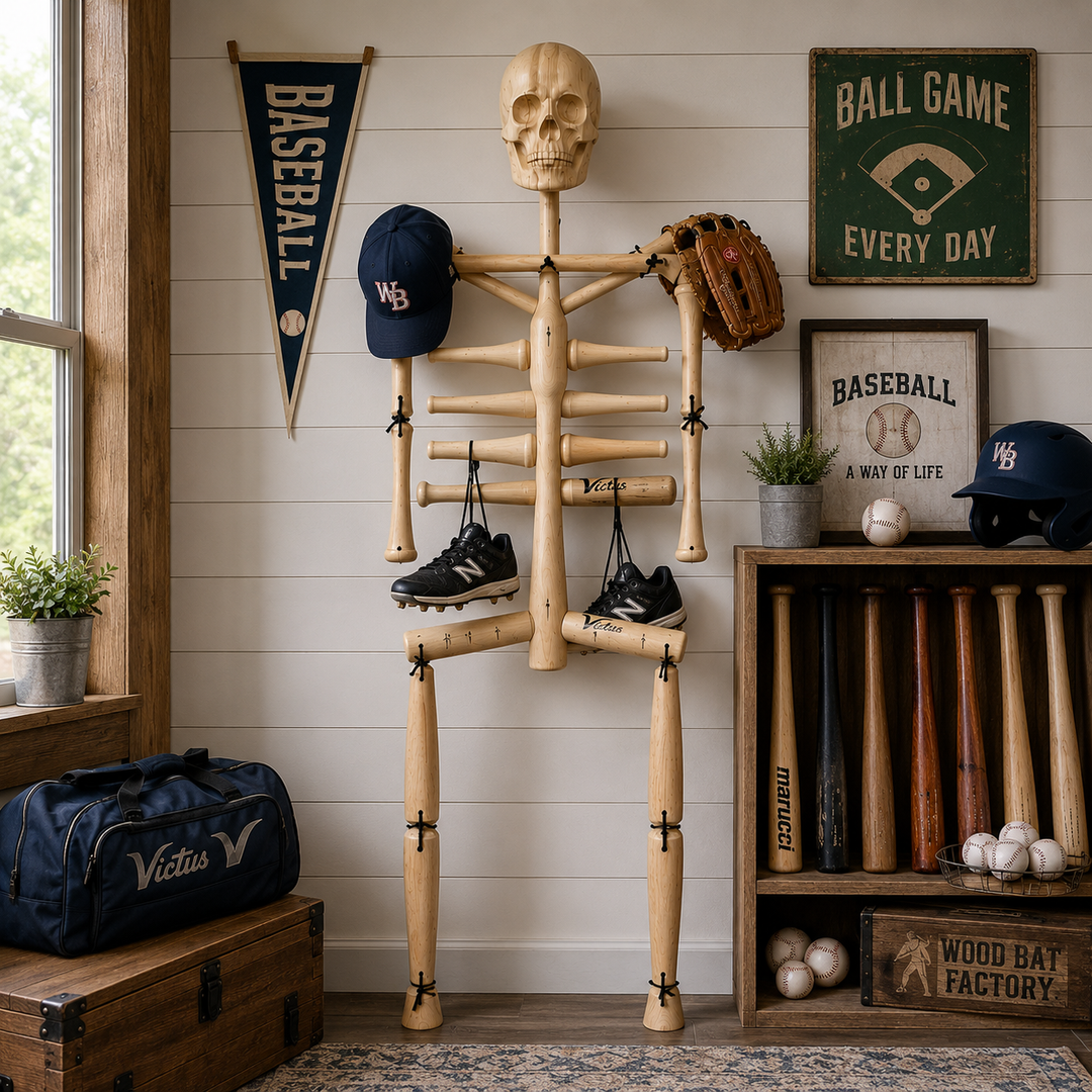 Spooky Skeleton Baseball Bat & Gear Rack