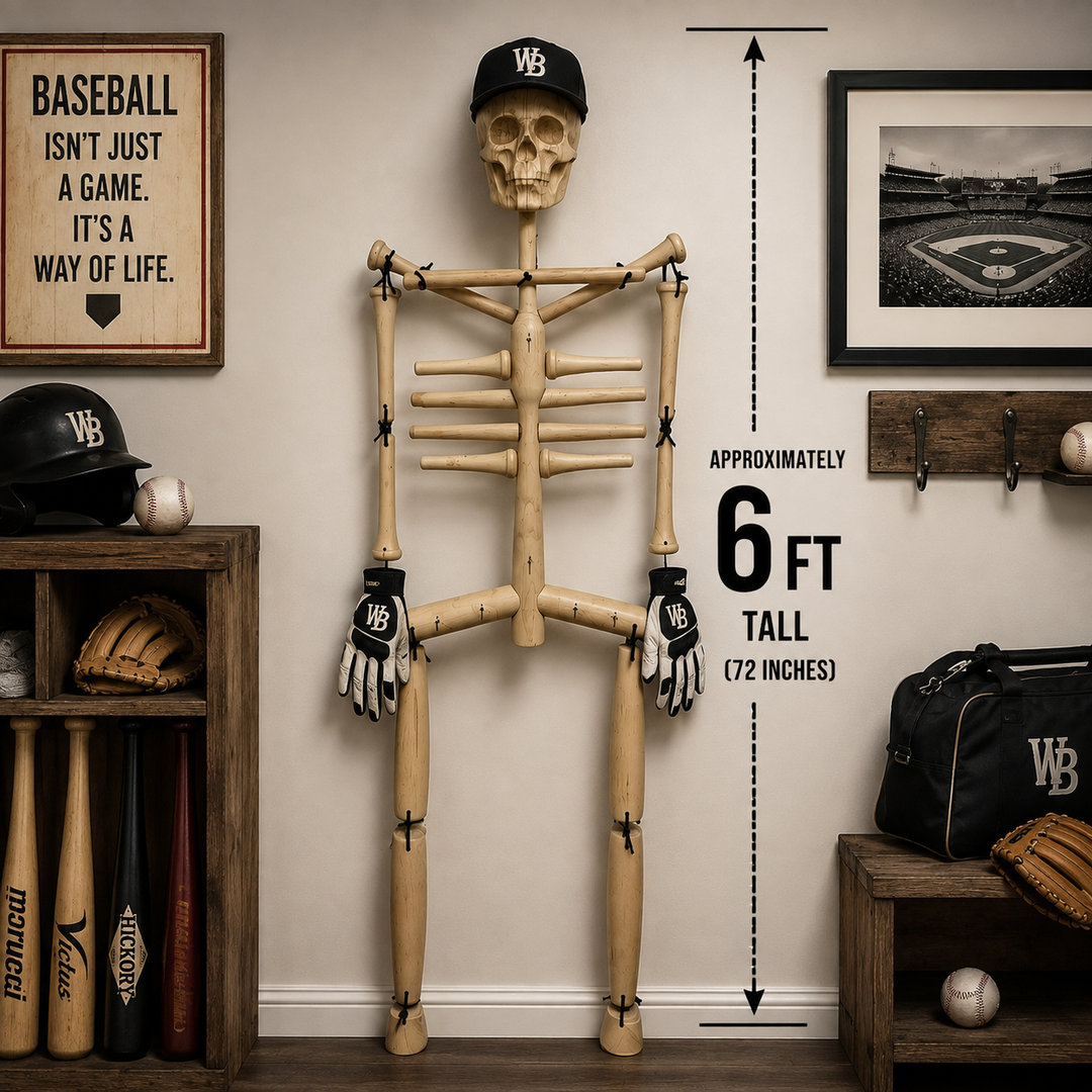 Spooky Skeleton Baseball Bat & Gear Rack