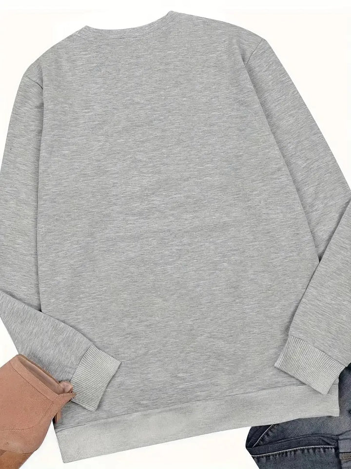 Baseball Print Pullover Sweatshirt, Casual Long Sleeve