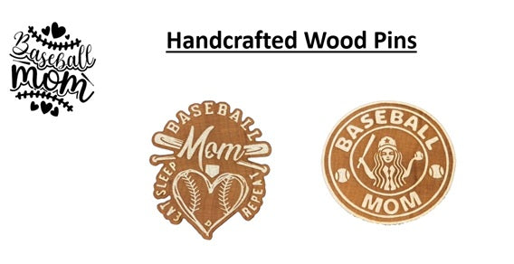 Baseball Mom Wood Trading Pins