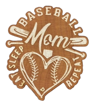 Baseball Mom Wood Trading Pins