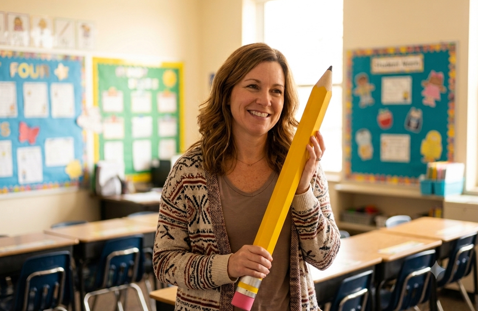 Personalized Giant Wooden Pencil – Teacher Gift & Classroom Decor - Jumbo Size 3ft Long!