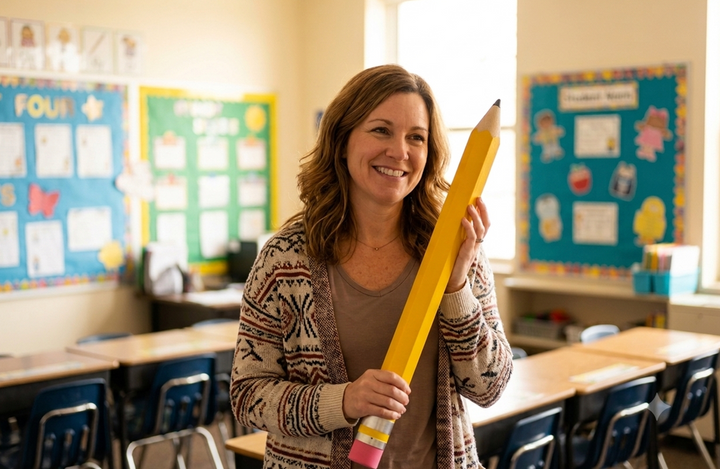 Personalized Giant Wooden Pencil – Teacher Gift & Classroom Decor - Jumbo Size 3ft Long!