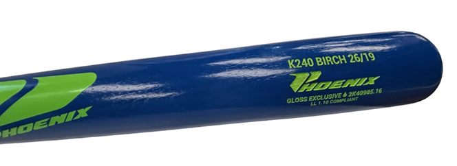 Phoenix Model K240 Wood Bat | Birch | 26" Royal Blue /Brown