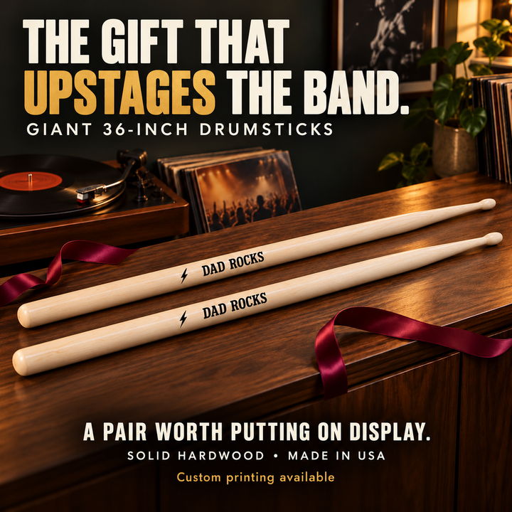 Personalized Giant Drumsticks – 36″ Solid Wood Pair