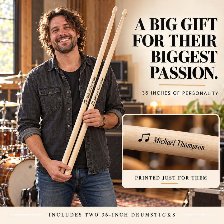 Personalized Giant Drumsticks – 36″ Solid Wood Pair