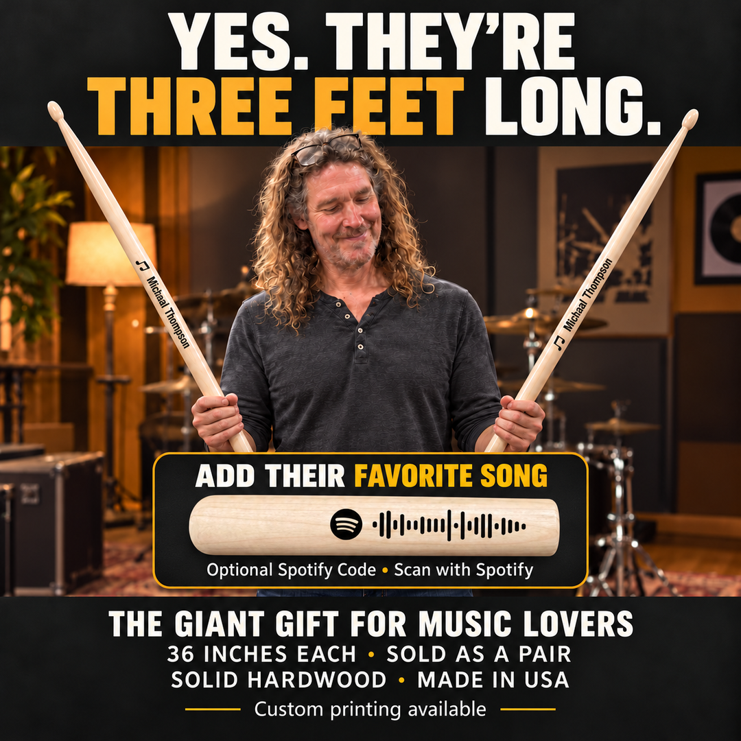 Personalized Giant Drumsticks – 36″ Solid Wood Pair