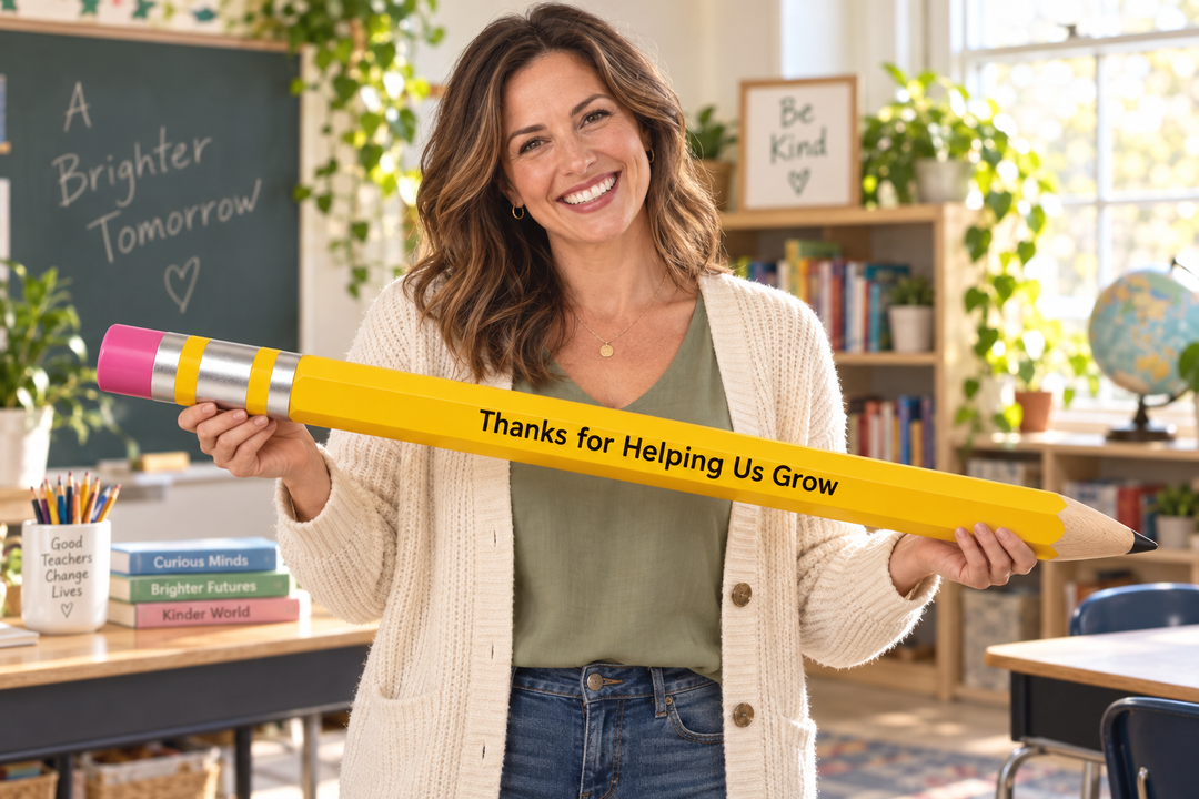 Personalized Giant Wooden Pencil – Teacher Gift & Classroom Decor - Jumbo Size 3ft Long!