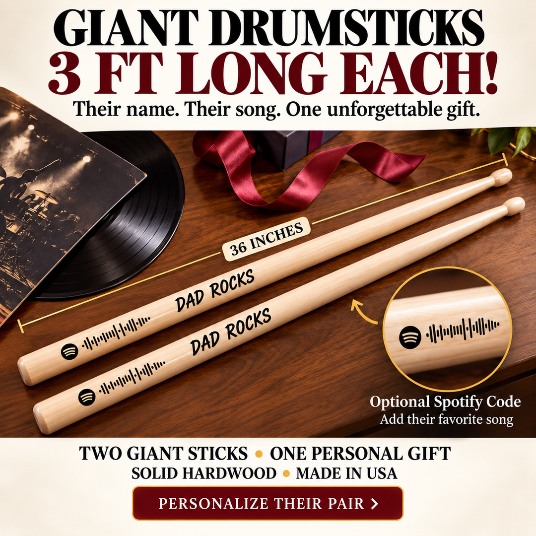 Personalized Giant Drumsticks – 36″ Solid Wood Pair