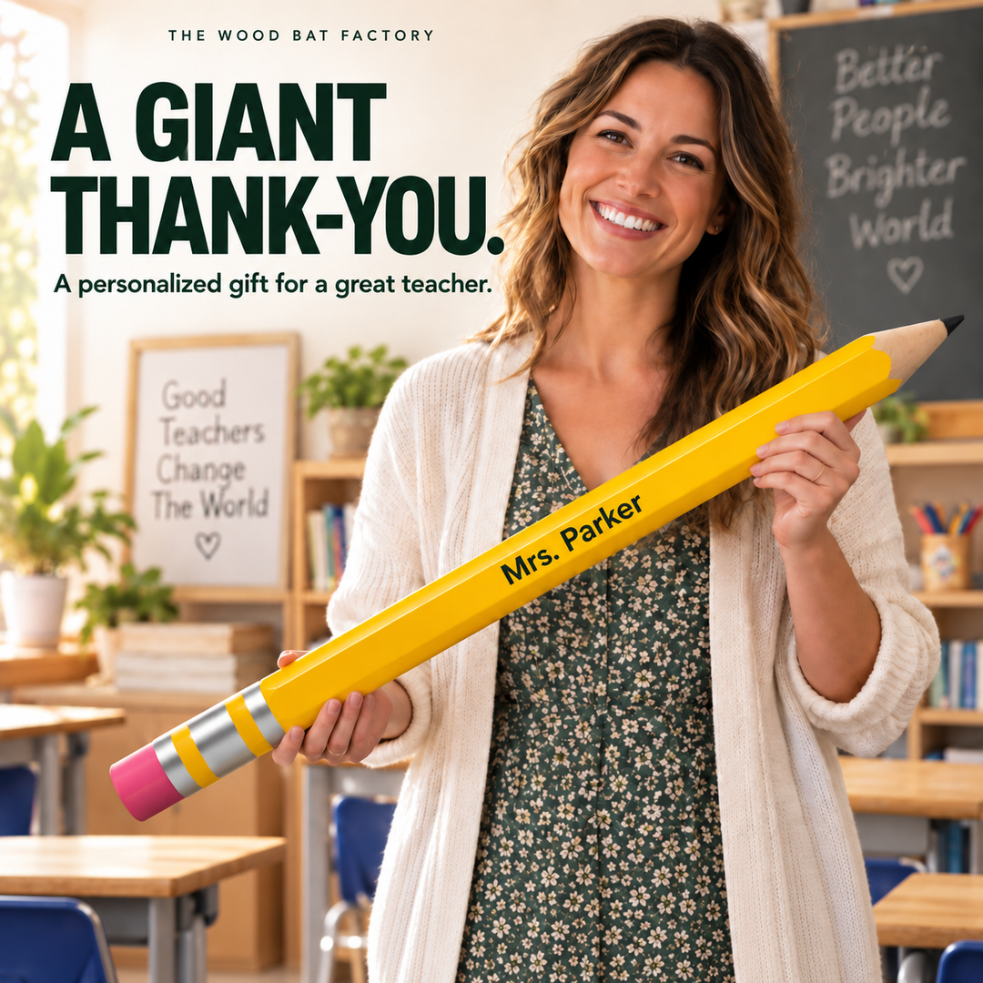 Personalized Giant Wooden Pencil – Teacher Gift & Classroom Decor - Jumbo Size 3ft Long!
