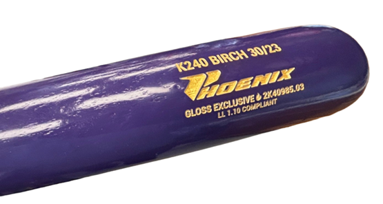 Phoenix Model K240 Wood Bat | Birch | 30" ( ) Natural / Purple Gloss