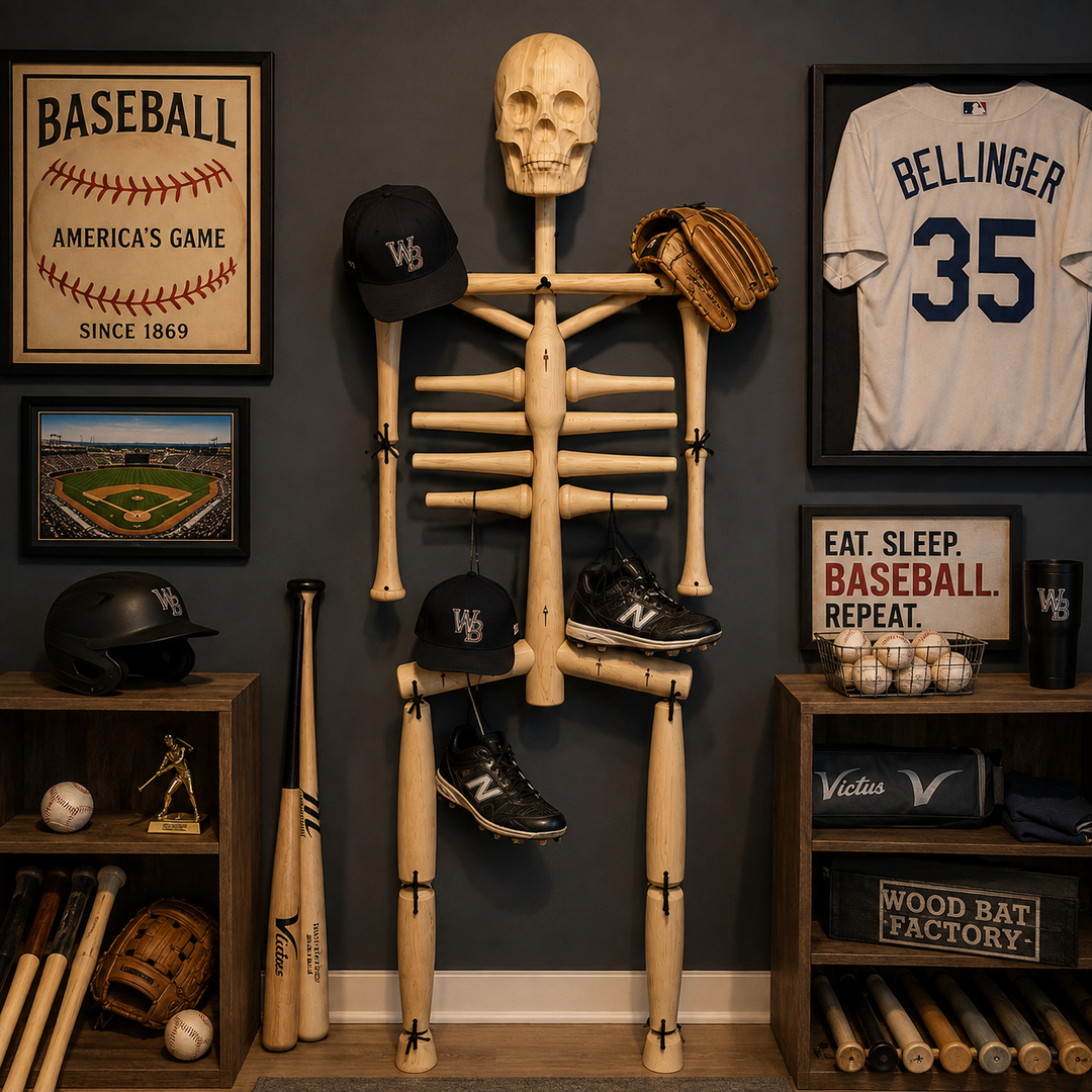 Spooky Skeleton Baseball Bat & Gear Rack