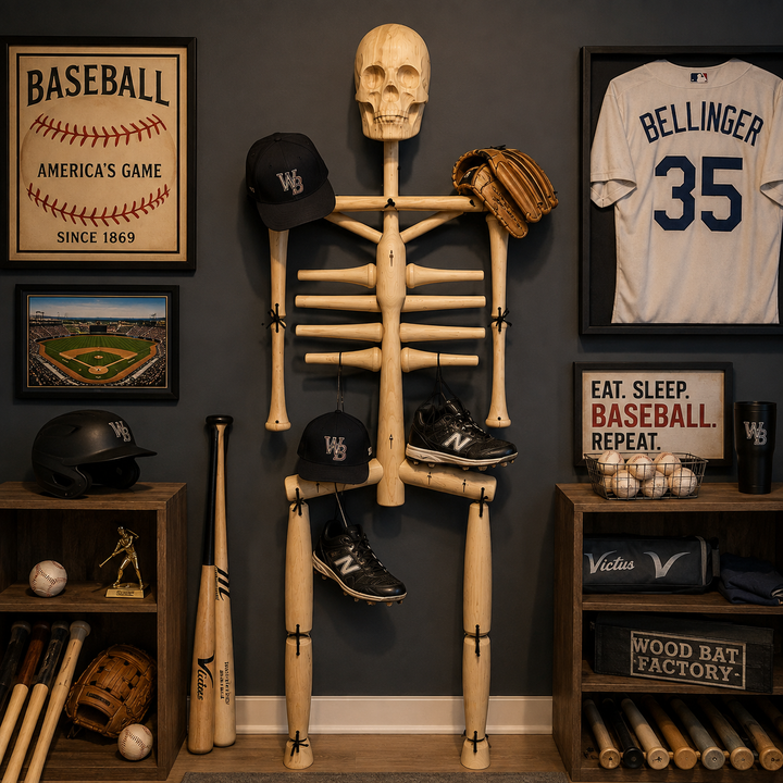 Spooky Skeleton Baseball Bat & Gear Rack