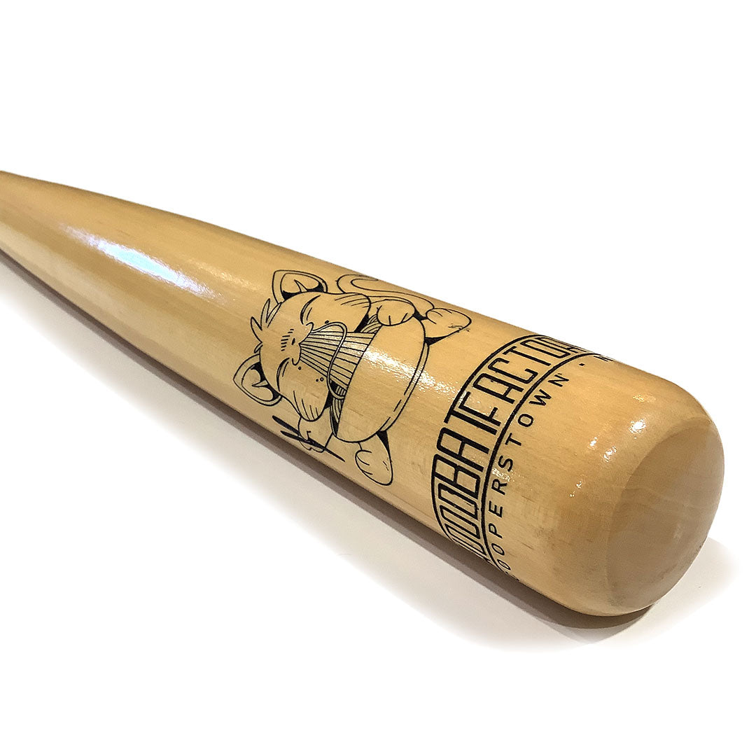 Custom Engraved & Hand Painted Wood Trophy Bat "Noodle Cat"