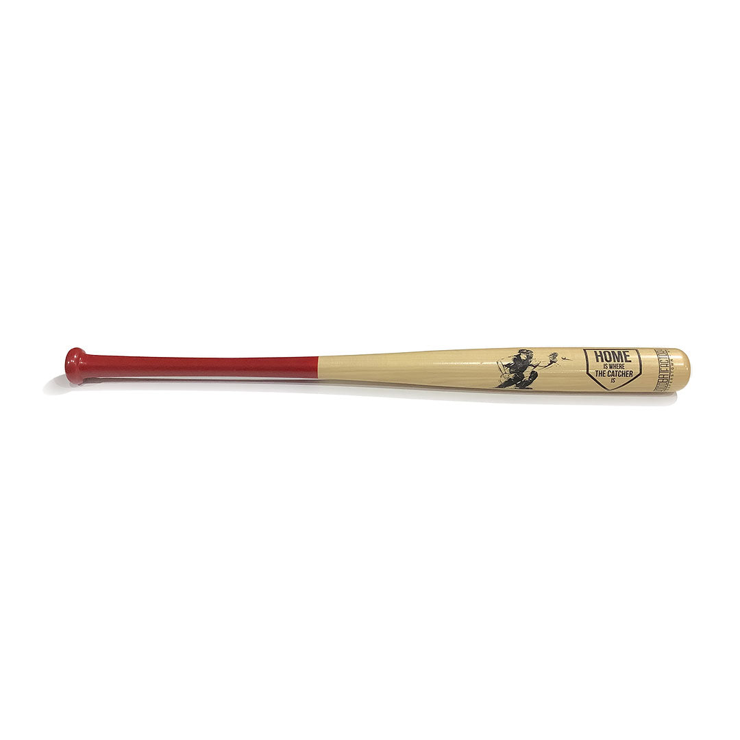 Custom Engraved & Hand Painted Wood Trophy Bat "Catcher Slogan"