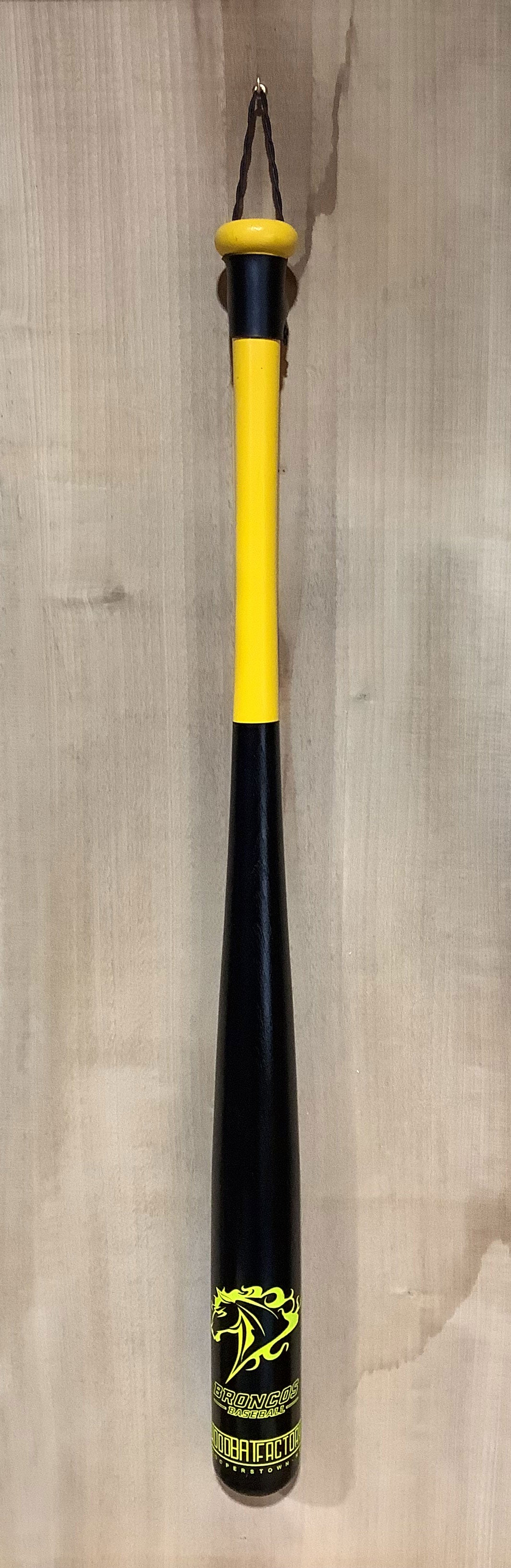 Custom Engraved & Hand Painted Wood Trophy Bat "Broncos"