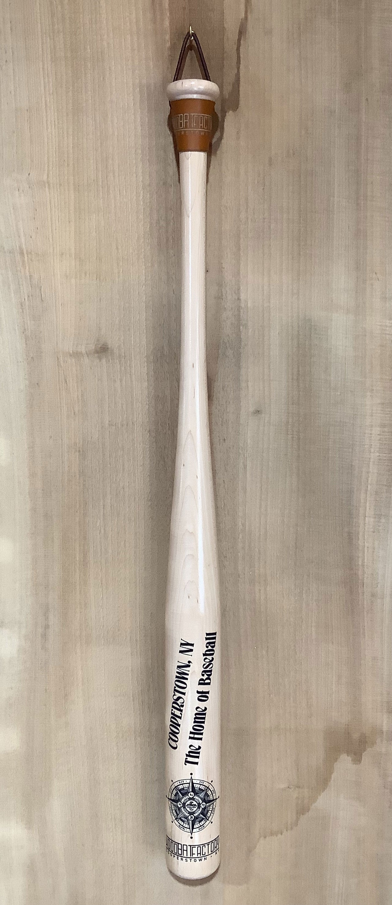 Custom Engraved & Hand Painted Wood Trophy Bat "Cooperstown, NY The Home Of Baseball"