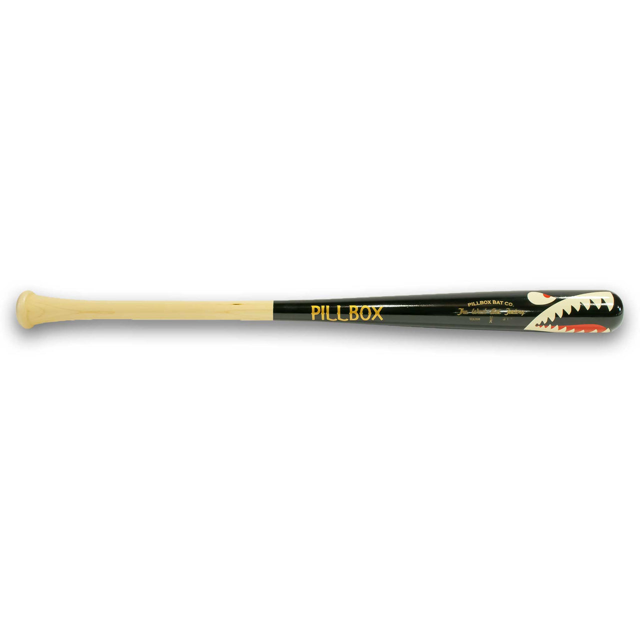 Pillbox Youth Shark Black (Bare Handle) Wood Baseball Bat | Maple | 30" (-8)