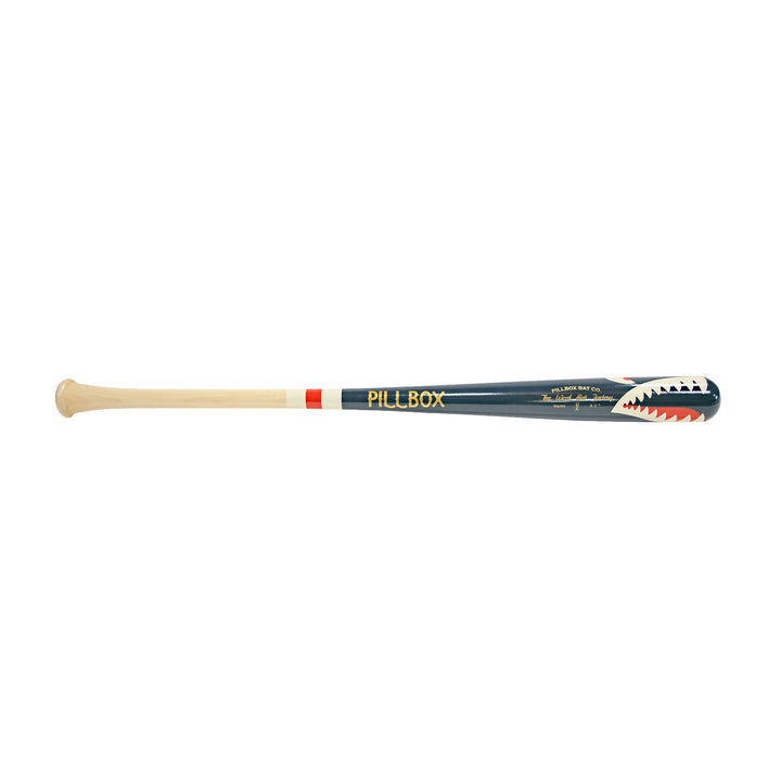 Pillbox Youth Shark Blue (Bare Handle w/ White & Red Rings) Wood Baseball Bat | Maple | 32" (-8)