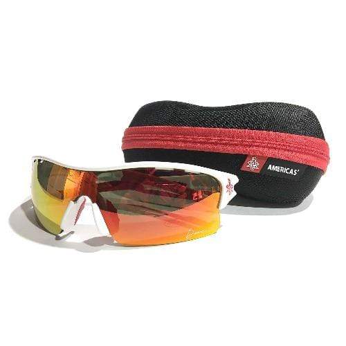 Americas Bat Co Sunglasses White with Red Lenses ABC Sunglasses