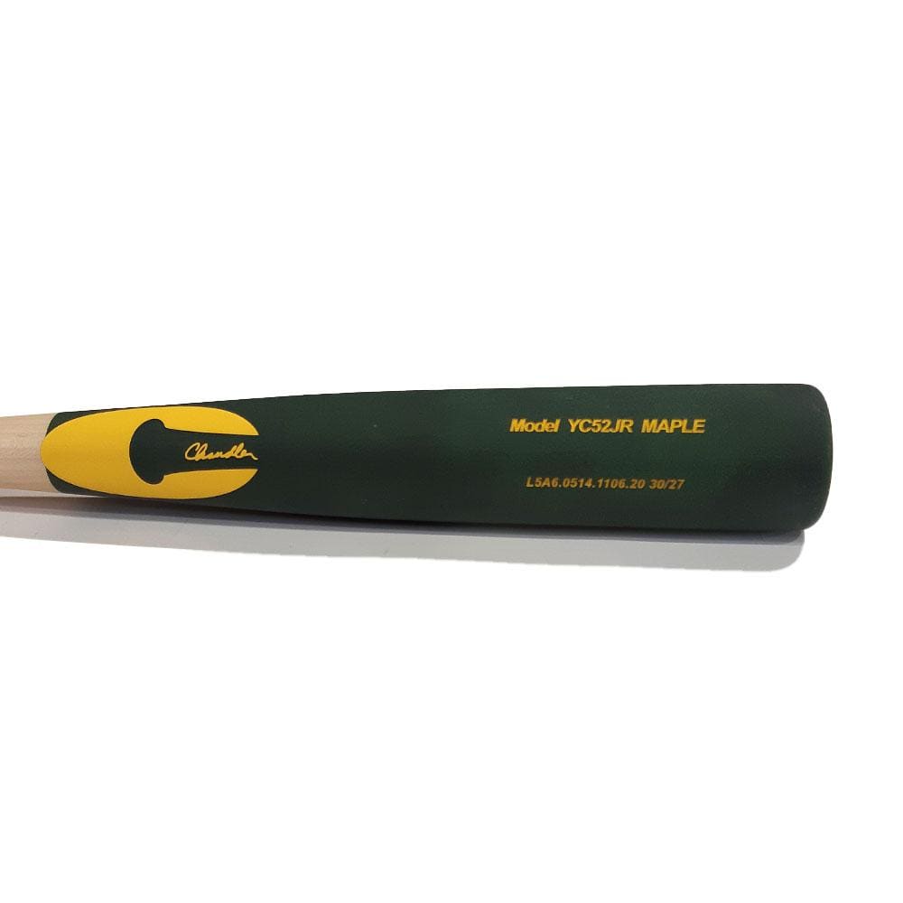 The Wood Bat Factory Natural | Green | Yellow / 30" (-3) Chandler YC52JR Wood Bat | Maple | 30" (-3) | Natural/Green/Yellow