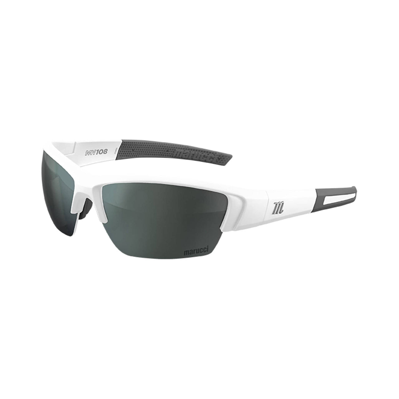 Marucci Sunglasses Matte White - Green Lens with Silver Mirror Marucci MV108 Performance Sunglasses