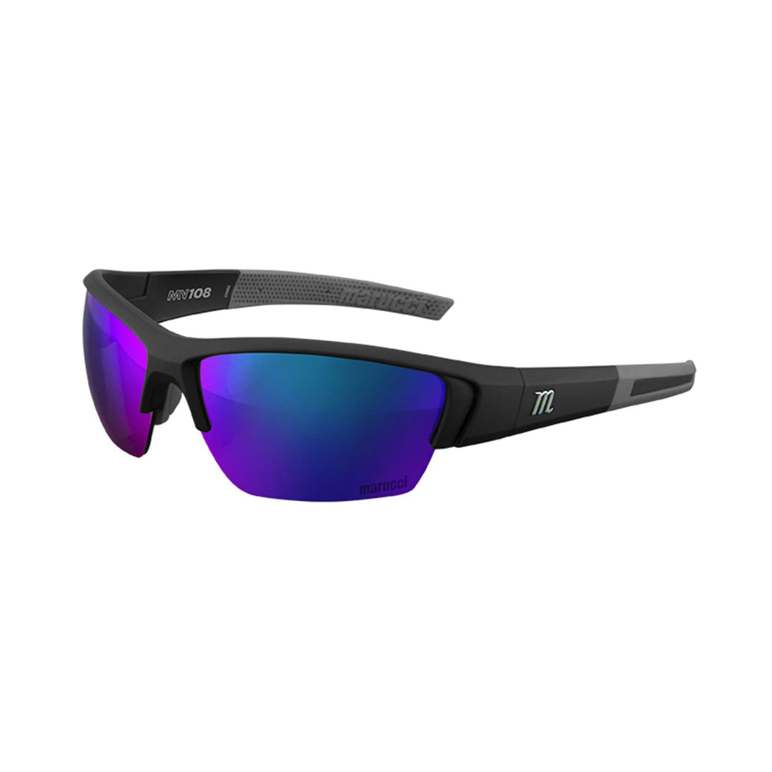Marucci Sunglasses Matte Black - Green Lens with Blue Mirror Marucci MV108 Performance Sunglasses