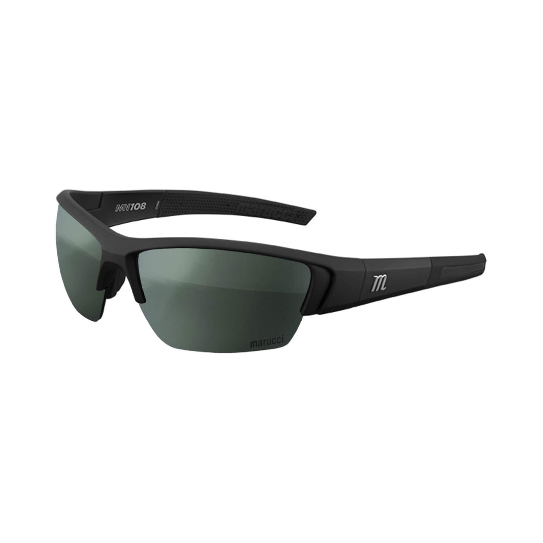 Marucci Sunglasses Matte Black - Green Lens with Silver Mirror Marucci MV108 Performance Sunglasses