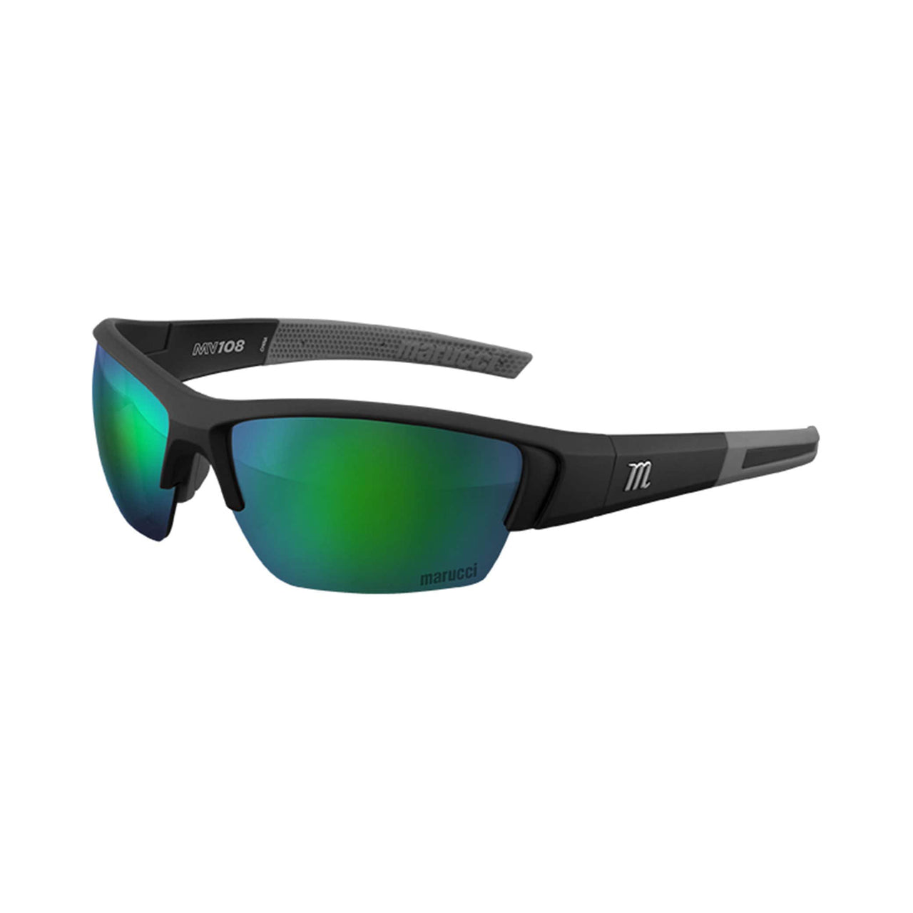 Marucci Sunglasses Matte Black - Green Lens with Green Mirror Marucci MV108 Performance Sunglasses