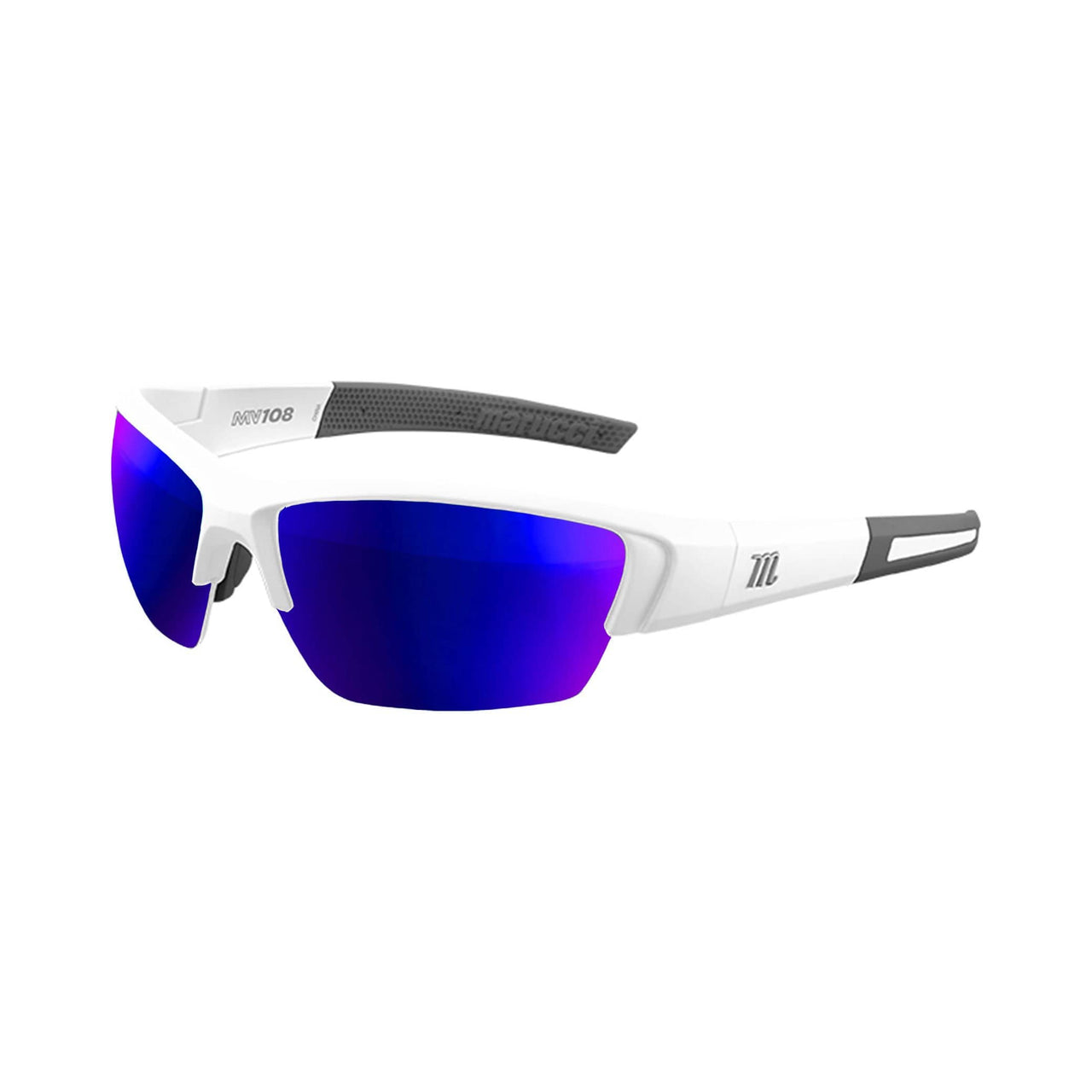 Marucci Sunglasses Matte White - Green Lens with Blue Mirror Marucci MV108 Performance Sunglasses
