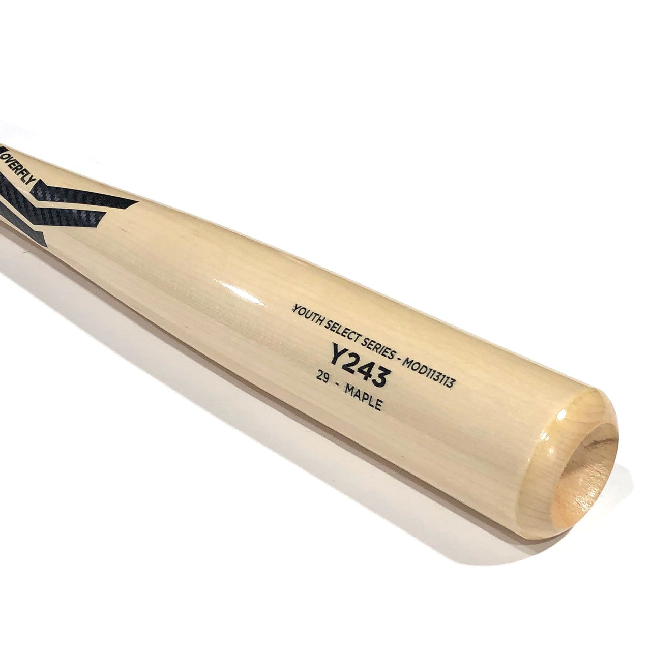 Overfly Sports Playing Bats Natural (Clear Coated) | Black Carbon Fiber / 29" / (-4) Overfly Sports Model Y243 Wood Bat | 29" (-4) | Maple