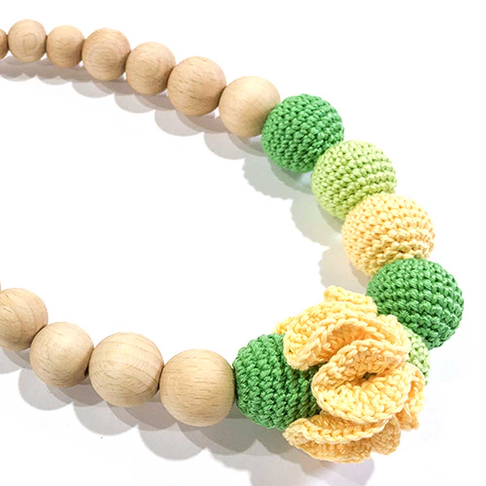 The Wood Bat Factory Necklace Green Crochet Wooden Teething Necklace