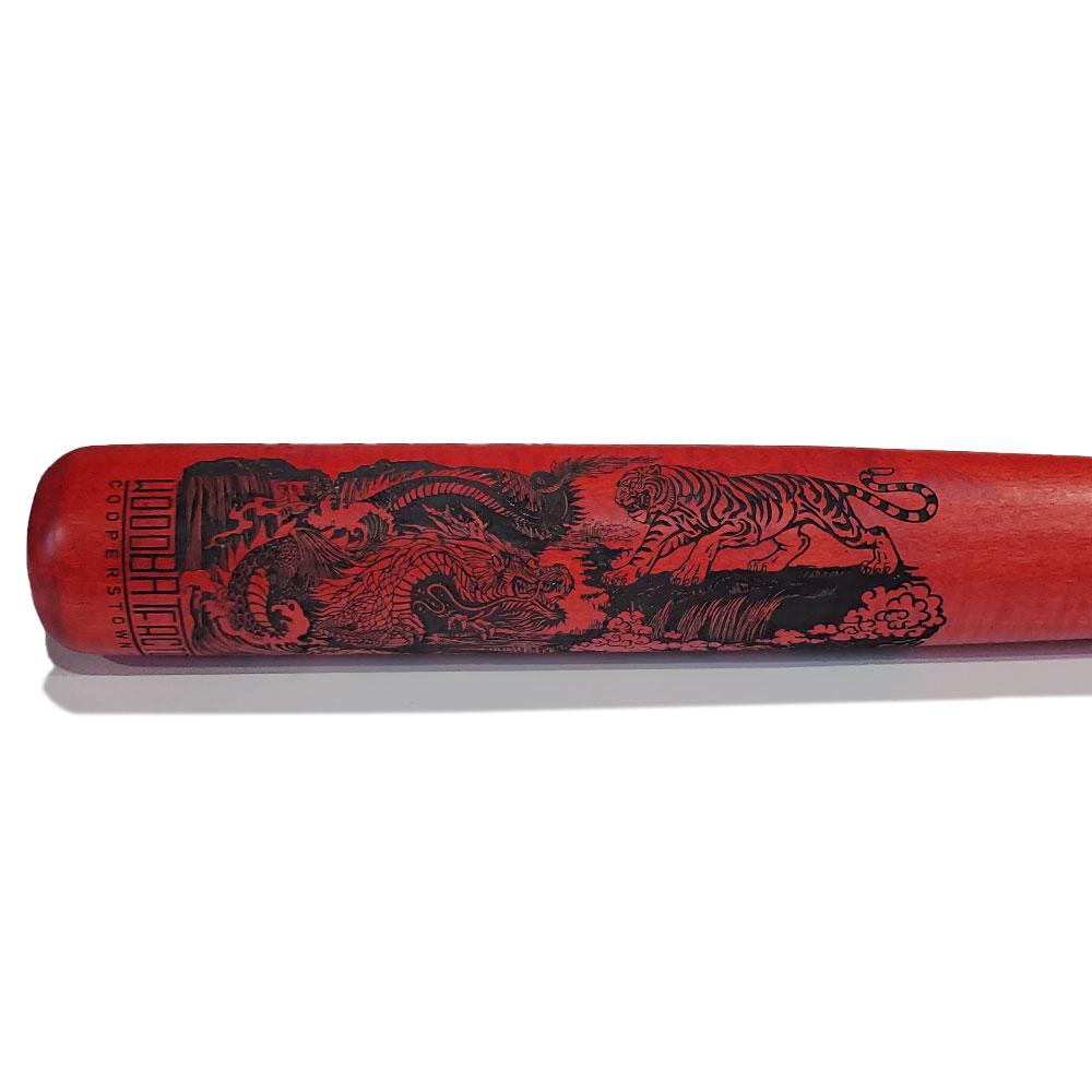 The Wood Bat Factory Trophy Bats Custom Engraved & Hand Painted Chinese Dragon & Tiger - Curly Maple