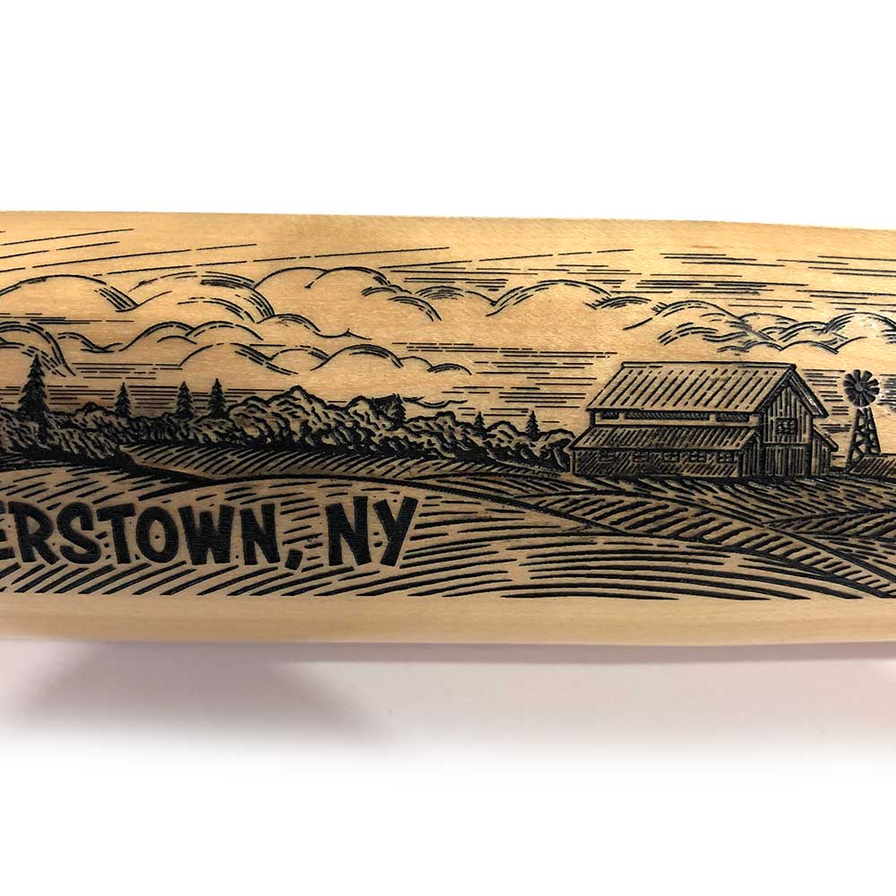 The Wood Bat Factory Trophy Bats Custom Engraved & Hand Painted Cooperstown Countryside Wood Trophy Bat