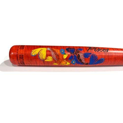 The Wood Bat Factory Trophy Bats Custom Engraved & Hand Painted Pisces Curly Red Trophy Bat