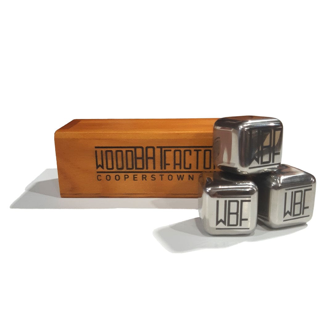 The Wood Bat Factory Ice Cubes TWBF Logo Stainless Steel Ice Cube Set