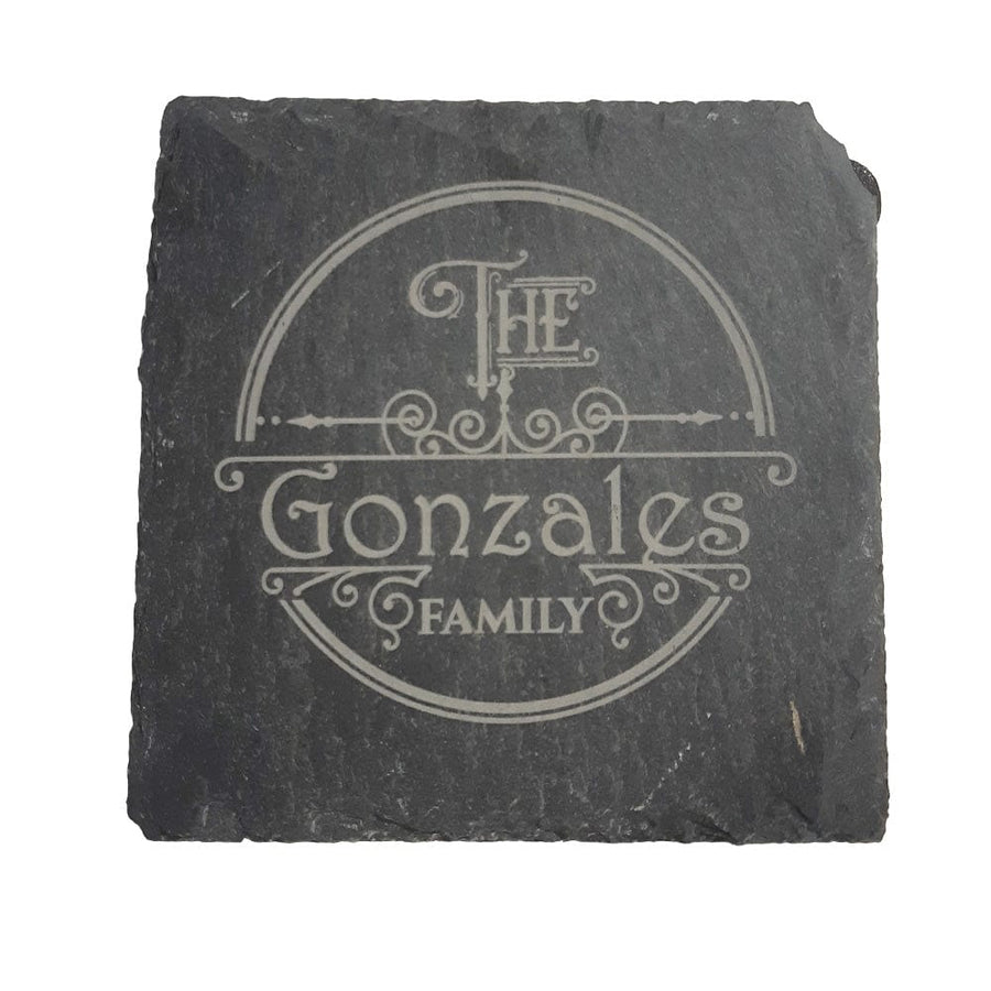 The Wood Bat Factory Decor TWBF Monogram Slate Coaster Set