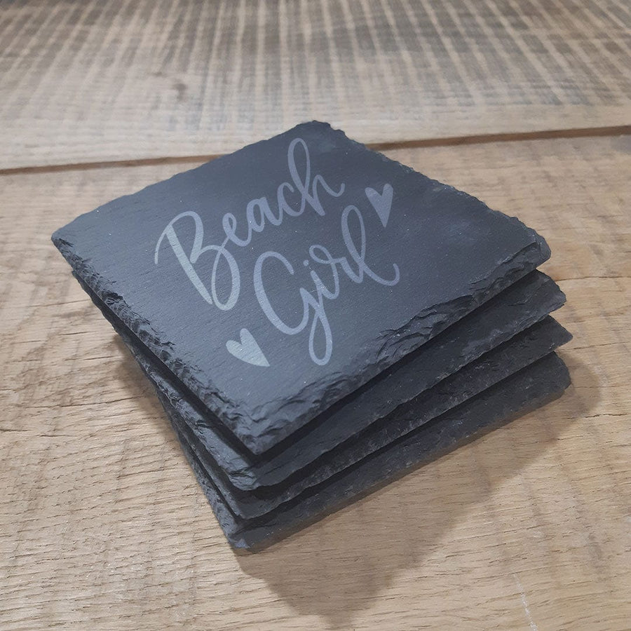 The Wood Bat Factory Decor TWBF Summer Themed Slate Coaster Set