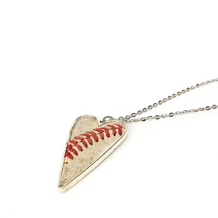 The Wood Bat Factory Necklace Up-Cycled Baseball Heart Pendant Necklace 20"