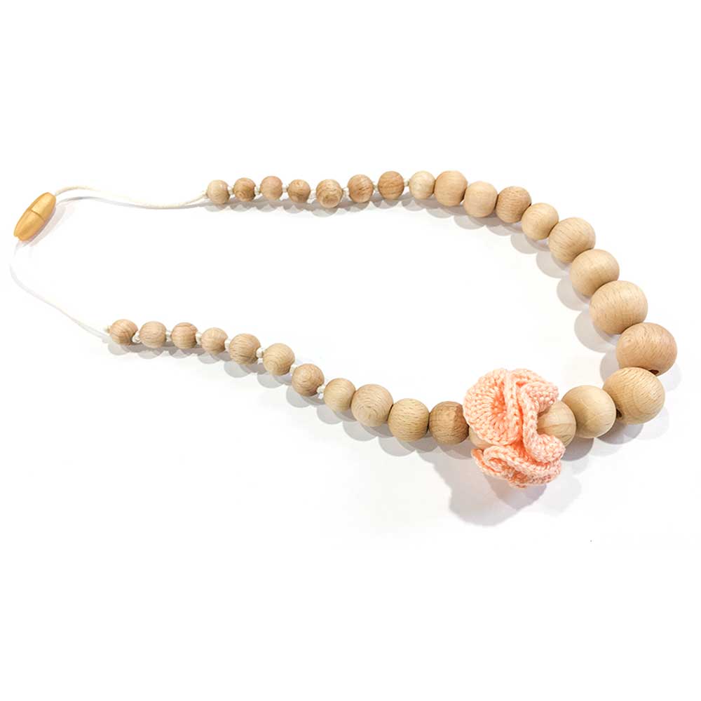 The Wood Bat Factory Necklace Peach Wooden Teething Necklace