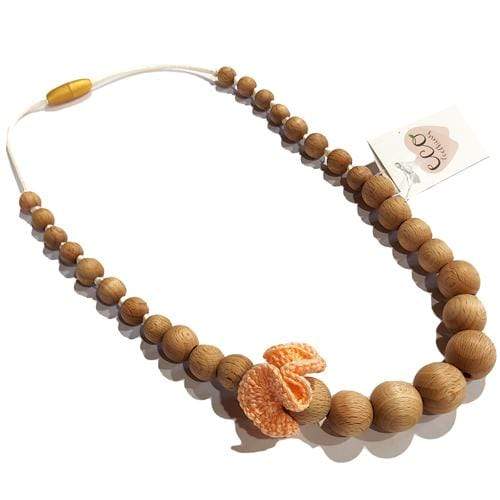 The Wood Bat Factory Necklace Peach Wooden Teething Necklace