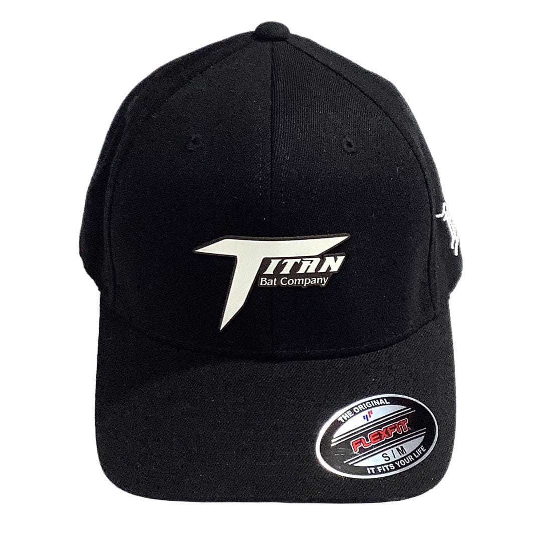 Titan Bats Apparel Apparel Titan Black Twill Cap White Leather Logo