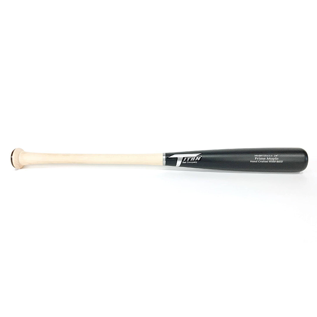 Titan Bats Playing Bats Natural (uncoated) | Matte Black | Silver / 28" / (-8) Titan Bats Model EX15:3 Wood Baseball Bat | Maple