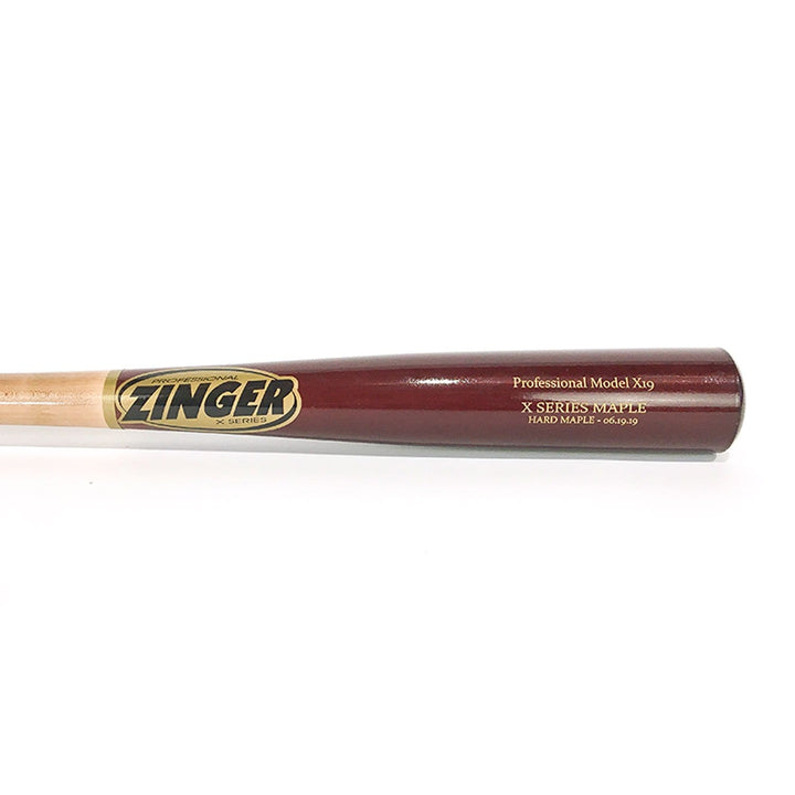 Zinger Bats Playing Bats Natural | Burgundy | Gold / 30" / (-4) Zinger Bats Model X19 Wood Bat | 30" (-4) | Maple