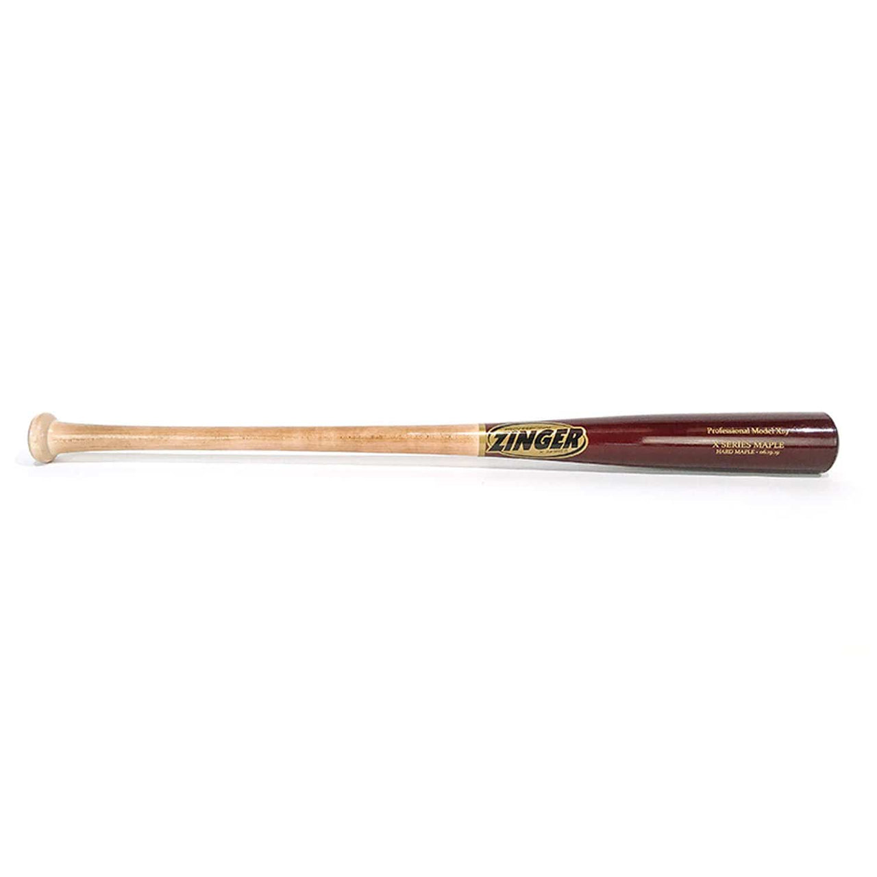 Zinger Bats Playing Bats Natural | Burgundy | Gold / 28" / (-4) Zinger Bats Model X19 Wood Baseball Bat | Maple