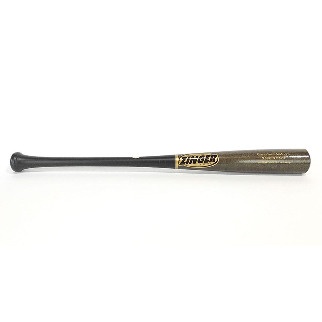 Zinger Bats Playing Bats Matte Black | Grey | Gold / 28" / (-5) Zinger Bats Youth Model T71 Wood Baseball Bat | Maple